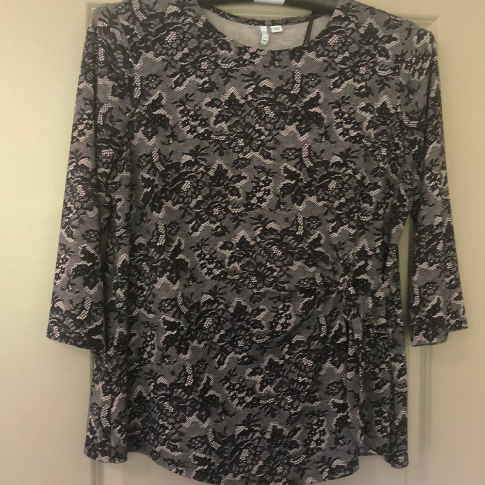 Pink/ Black Lace Print Shirt with Pink